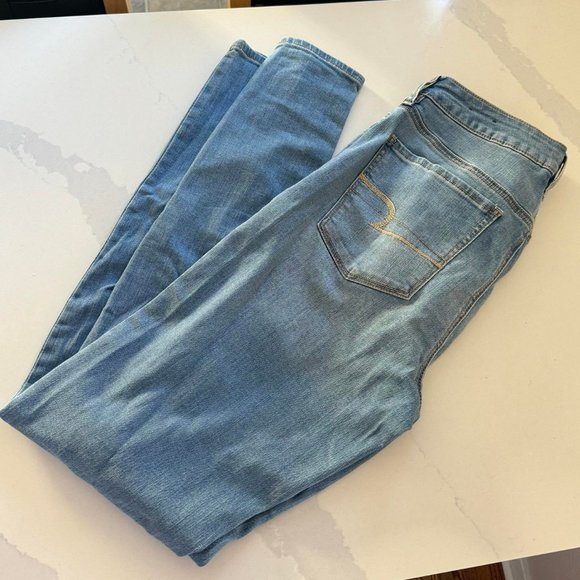 American Eagle Hi-Rise Jegging I 10 Long I Light Wash Blue Denim - Picture 1 of 3